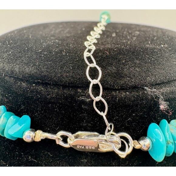 Turquoise Style Beaded Necklace Sterling Silver Clasp 7.5 inch SAS12171M-75 - Picture 3 of 5